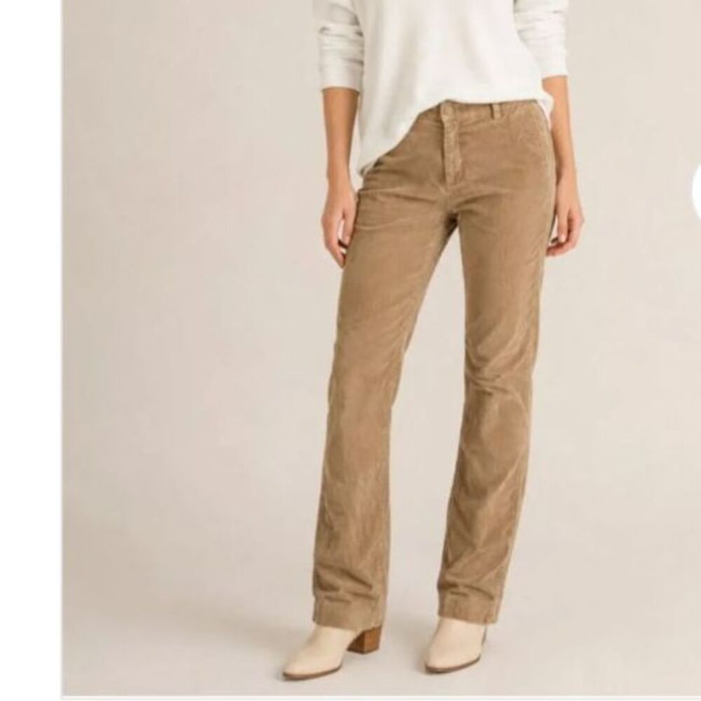 lands end Women's 18 Tall 34 Mid Rise Straight Leg Corduroy Pants beige tan new